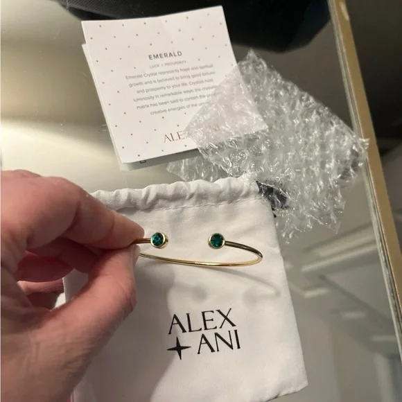 Alex and Ani Gold Bracelet with Emerald Accents - Picture 2 of 5